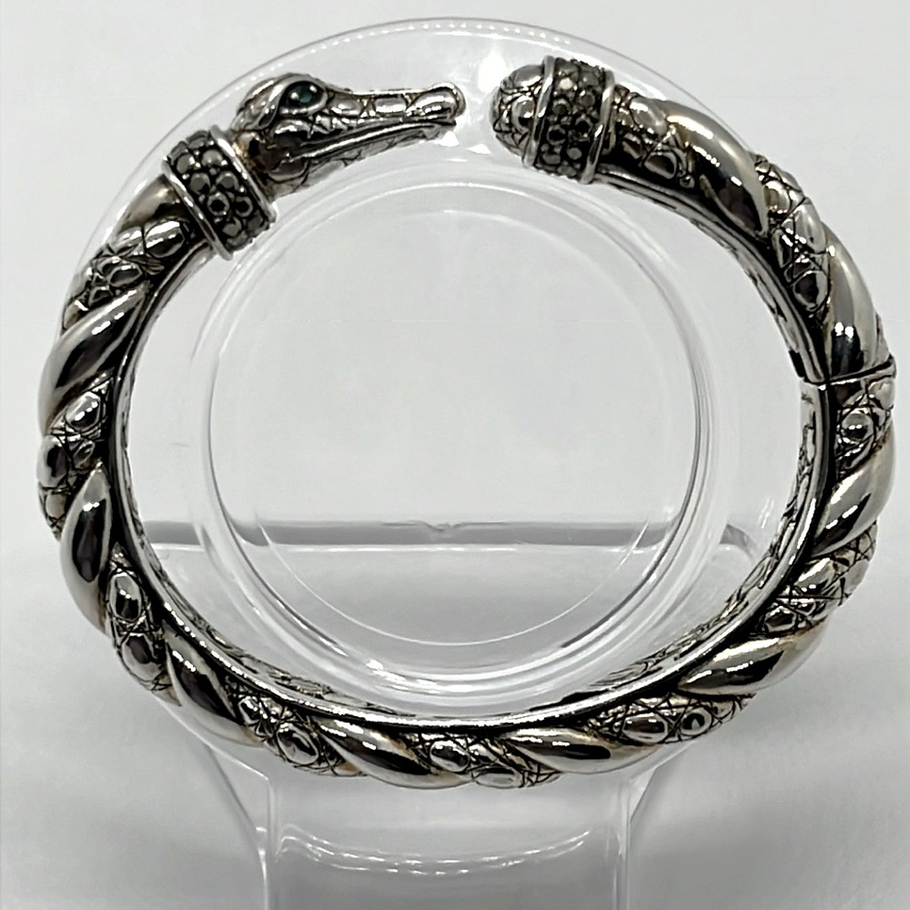 John Hardy JAI Thai 14k/925 gemstone/marcasites Croc/gator head hinged bracelet